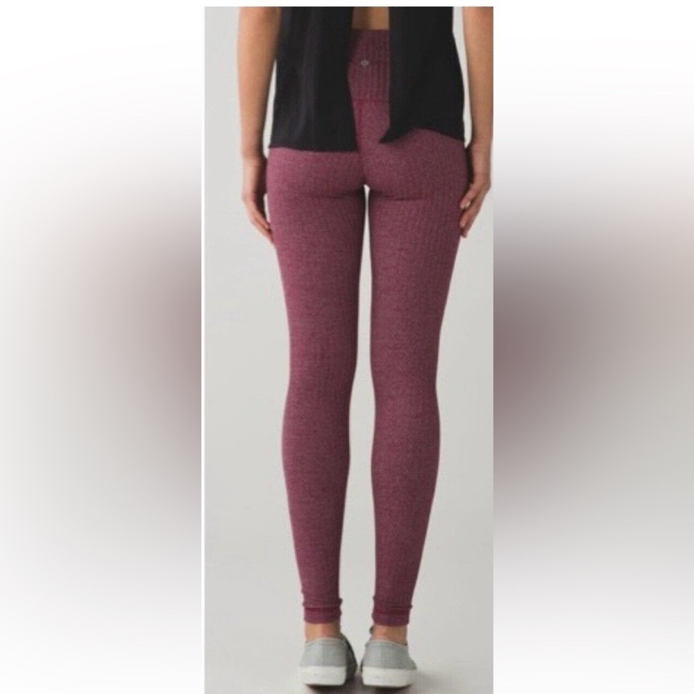Lululemon high rise herringbone leggings Wunder under burgundy 4